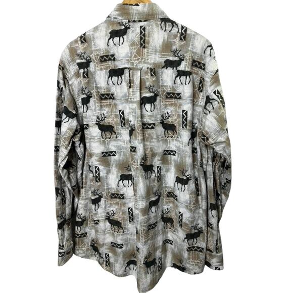 Woolrich 1990's Deer Elk Long Sleeve Flannel Shirt Men's XL Made in Turkey - Picture 5 of 6